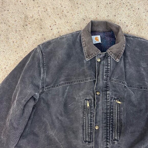 Vintage Carhartt Washed Black Chore Barn Jacket Blanket Lined Size XL Men's - Picture 4 of 10